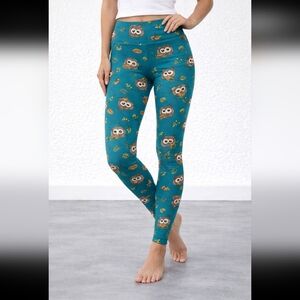 #271 Lularoe Owl Turquoise Leggings sz one size